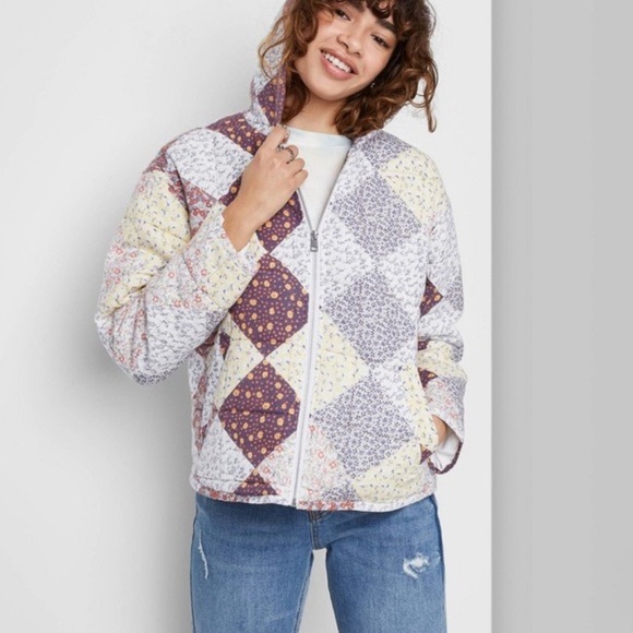 Wild Fable Patchwork Quilted Hooded Jacket - Picture 5 of 7